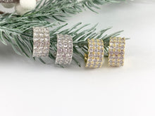 Load image into Gallery viewer, Dazzling Rhinestone Thick CZ Pave Huggie Hoop Earrings in 18K gold or Silver Plated Copper 3 pairs
