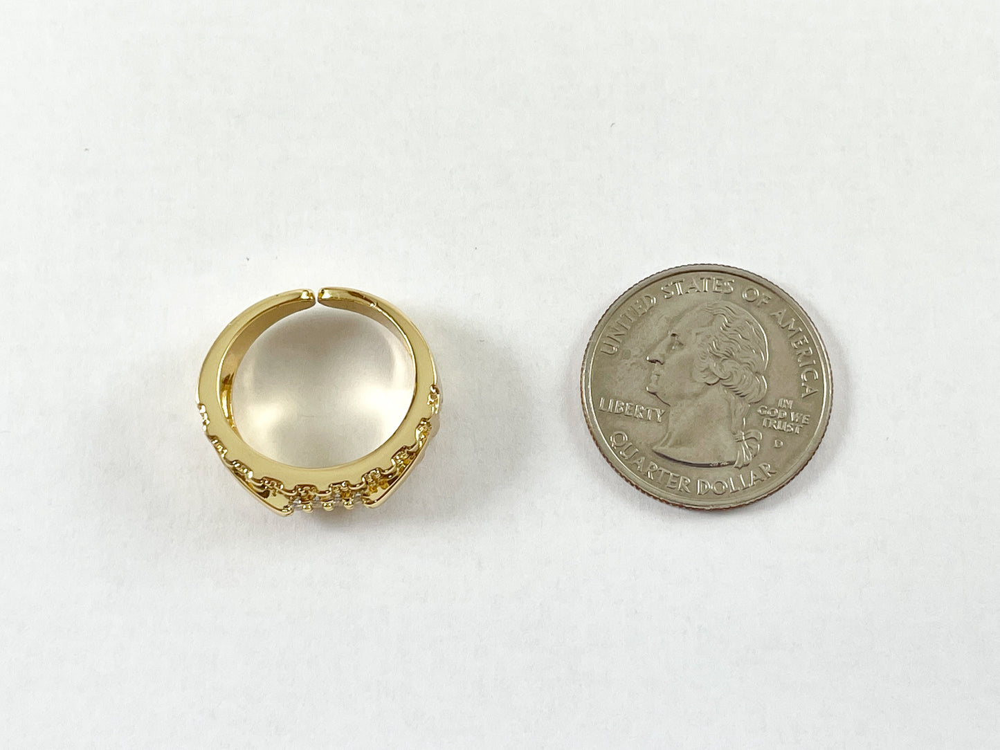 Real Gold/Platinum 18K Plated Copper CZ Pave Thick Band Ring 4pcs