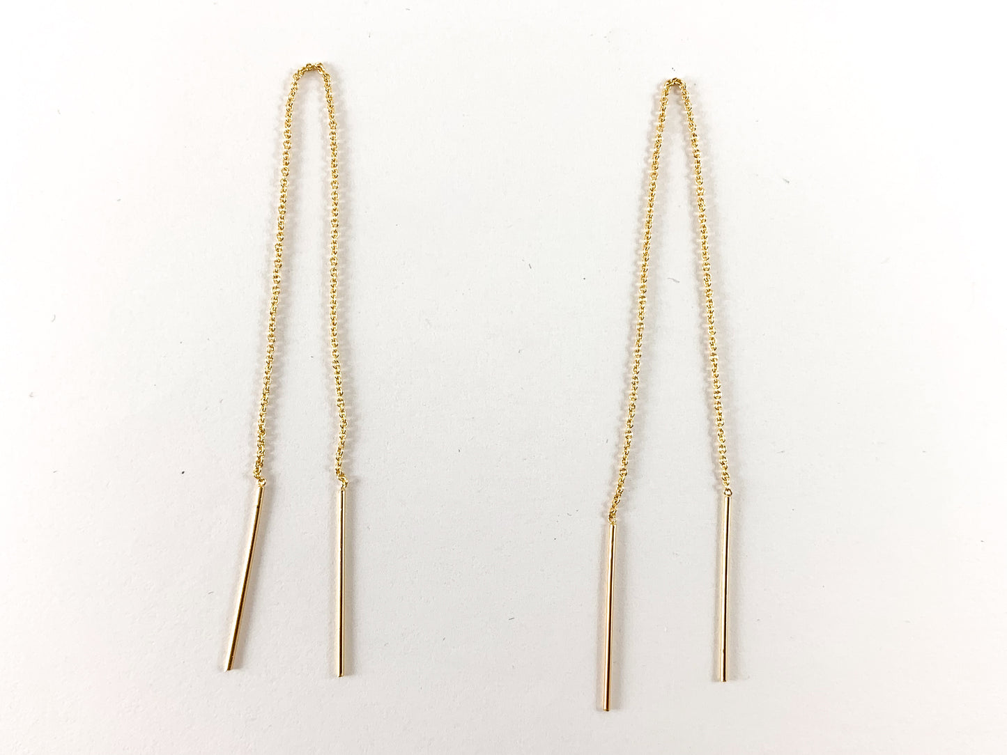 Pendiente de enhebrador simple chapado en oro real de 18 quilates sobre cobre 4 pares