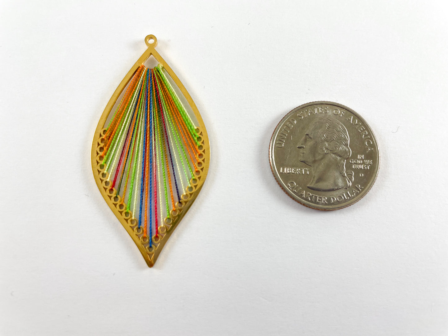 Marquis Pendant with Rainbow Silk Threaded Center