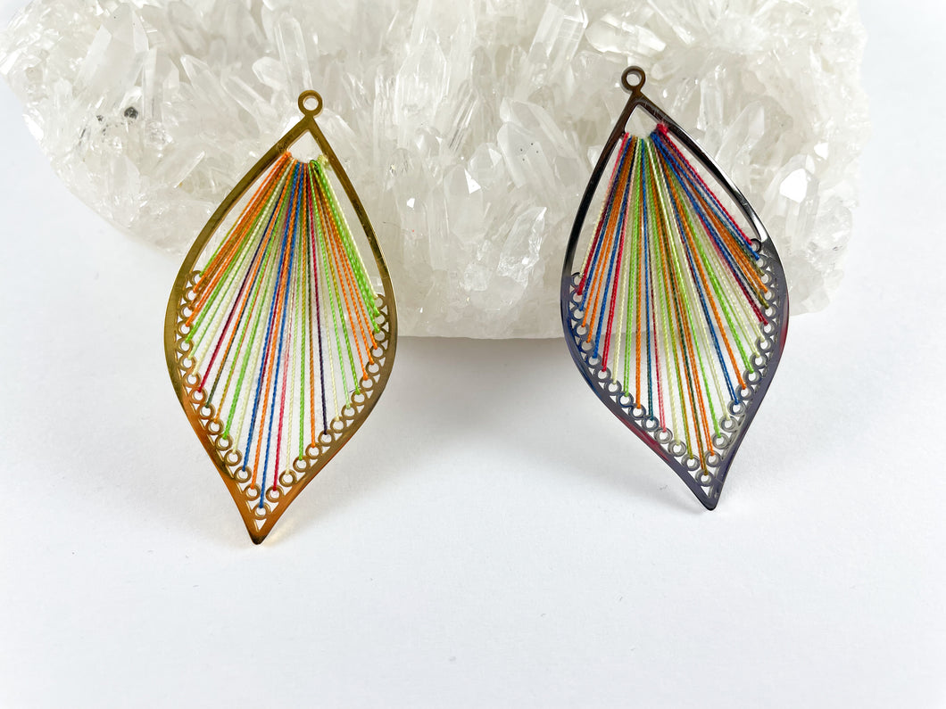 Marquis Pendant with Rainbow Silk Threaded Center