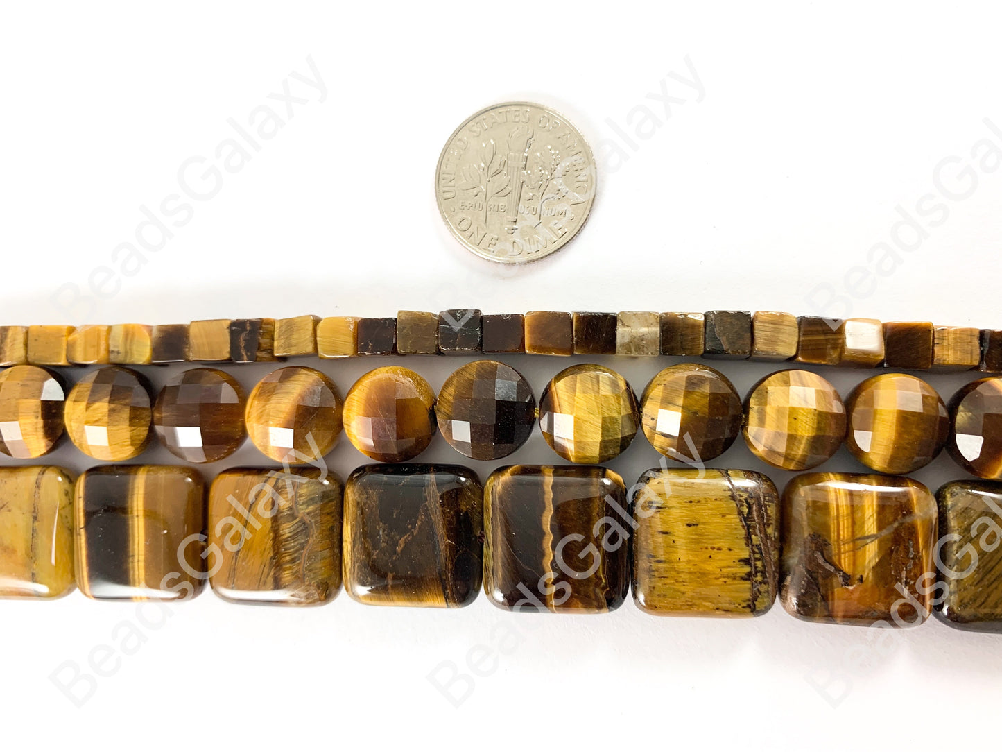 Ojo de tigre Amarillo Marrón 15x15mm Cuadrado 5mm Cubo 10mm Moneda Facetada Natural Cuentas de piedras preciosas genuinas alrededor de 14"-15"