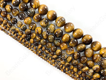 Load image into Gallery viewer, Tiger&#39;s Eye Yellow Brown Round Smooth Natural Gemstone Beads 3-14mm Around 14&quot;-15&quot;
