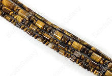 Load image into Gallery viewer, Tiger&#39;s Eye Yellow Brown Rondelle Tube Cylinder Barrel Natural Genuine Gemstone Beads 5-8mm Around 14&quot;-15&quot;
