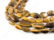 Load image into Gallery viewer, Tiger&#39;s Eye Yellow Brown Oval Long Oval Rice Smooth Natural Genuine Gemstone Beads 15x20 10x14 12x25 8x16mm Around 14&quot;-15&quot;
