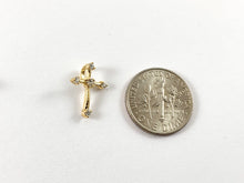 Load image into Gallery viewer, Real Gold 18K Plated Micro CZ  Pave Cross Charm Over Brass 10pc
