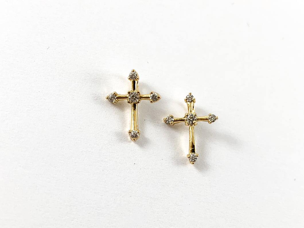 Real Gold 18K Plated Micro CZ  Pave Cross Charm Over Brass 10pc