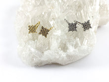 Load image into Gallery viewer, Real 18K Gold / Platinum Plated CZ Pave Tiny Starburst Earrings Over Copper 5 pairs
