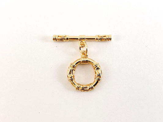 Real Gold 18K Plated Circle Toggle Over Brass 8sets