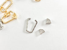 Load image into Gallery viewer, Unique Stunning Statement Connector Clasps with CZ Pave in 18K Gold or Silver Plated Copper 8 pcs
