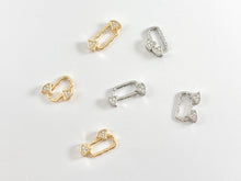 Load image into Gallery viewer, Unique Stunning Statement Connector Clasps with CZ Pave in 18K Gold or Silver Plated Copper 8 pcs
