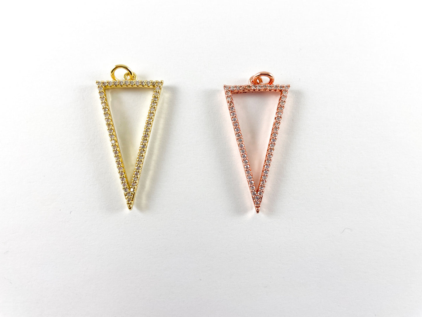 Real 18K Gold Plated CZ Triangle Pendant Charms Over Brass 1 pc