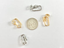 Load image into Gallery viewer, Unique Stunning Statement Connector Clasps with CZ Pave in 18K Gold or Silver Plated Copper 8 pcs
