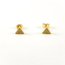 Cargar imagen en el visor de la galería, Real 18K Gold / Platinum Plated Pave Triangle Earring Stud Over Copper 5pairs
