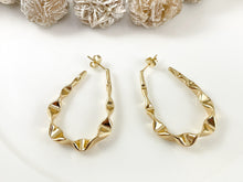 Load image into Gallery viewer, Real 18K Gold Plated Twisted Ribbon Wavy Teardrop Hoop Earring Over Copper 4 pairs
