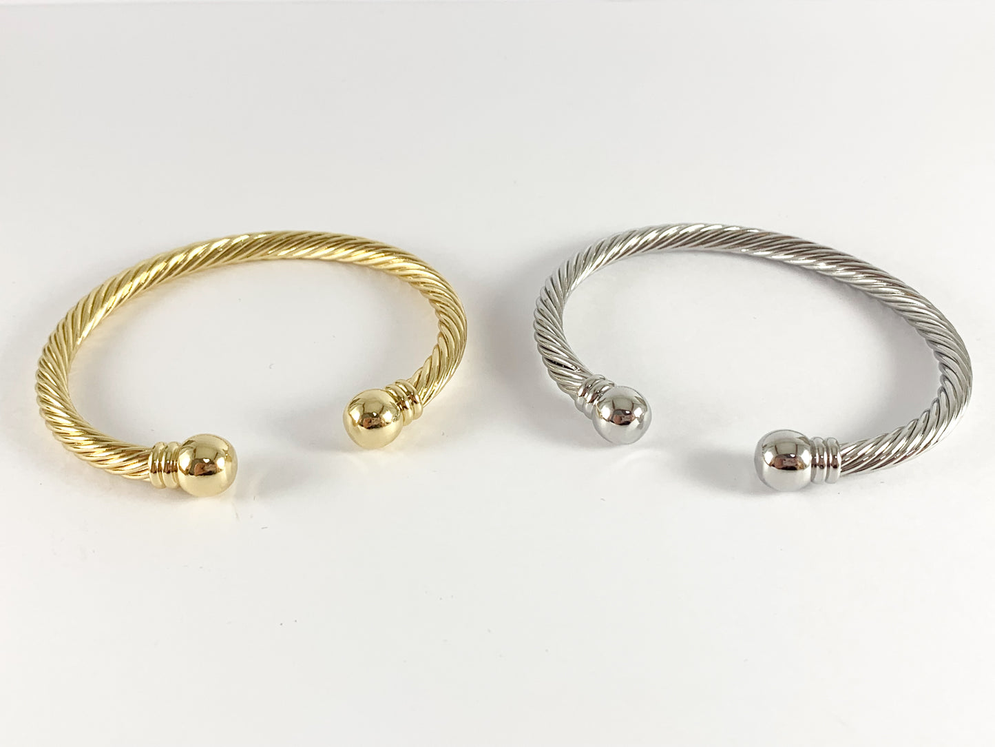 Real Gold/Platinum 18K Plated Copper Twisted Bracelet Cuffs 2pcs in a bag