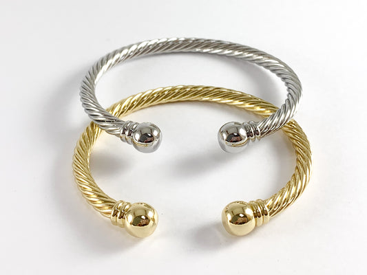Real Gold/Platinum 18K Plated Copper Twisted Bracelet Cuffs 2pcs in a bag