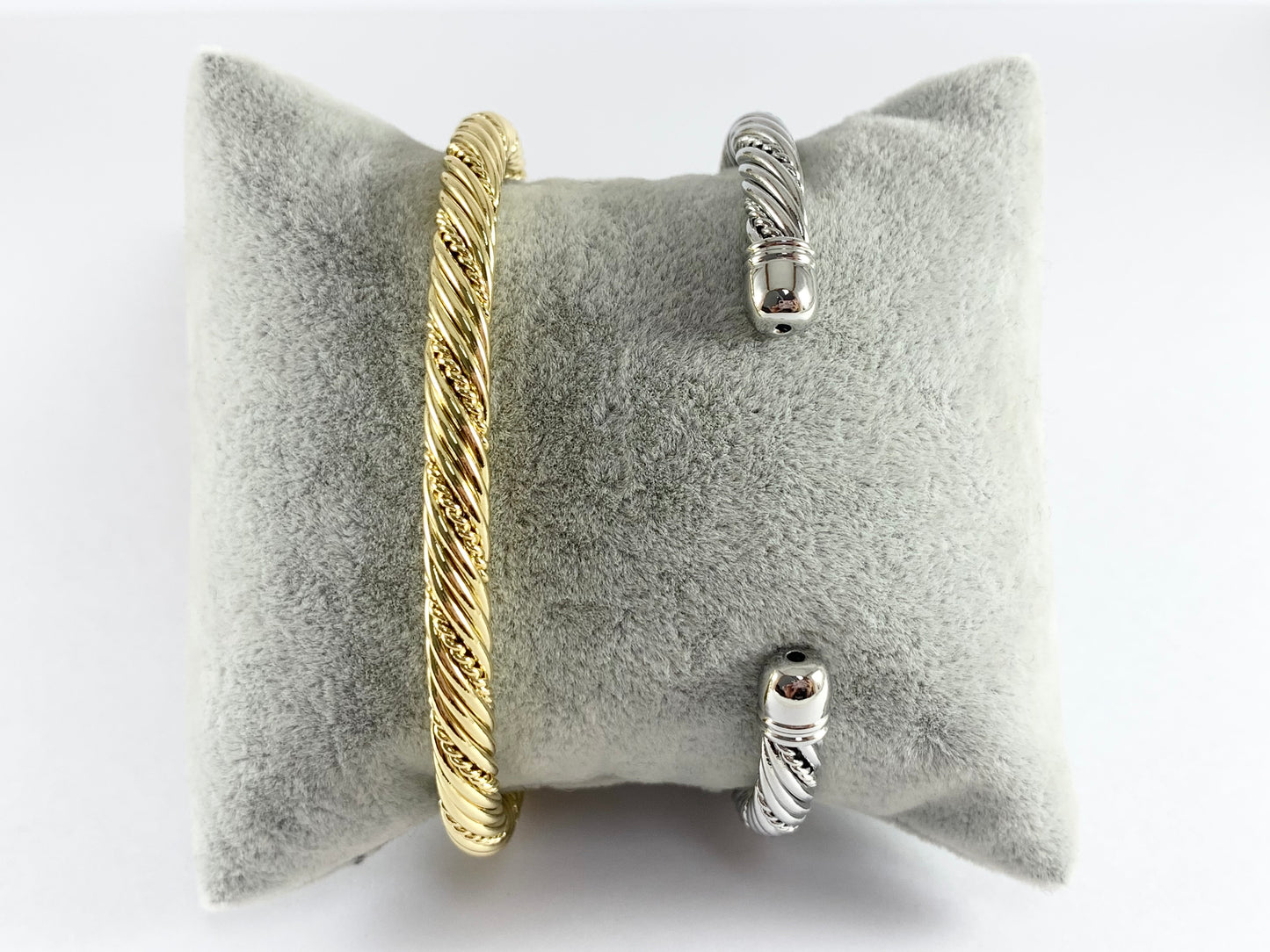 Brazalete trenzado trenzado de cobre chapado en oro real/platino de 18 quilates, 2 piezas en una bolsa