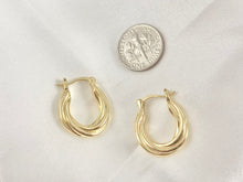 Load image into Gallery viewer, Simple Twisted Roped Thick Minimalist Circle Hoop Earring in Real 18K Gold Plated Over Copper 3 pairs
