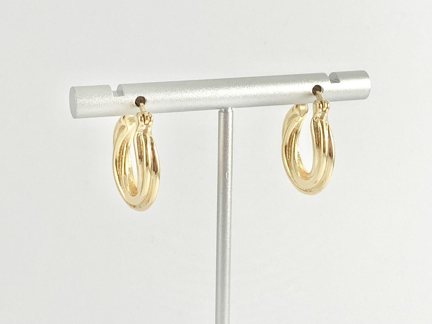 Simple Twisted Roped Thick Minimalist Circle Hoop Earring in Real 18K Gold Plated Over Copper 3 pairs