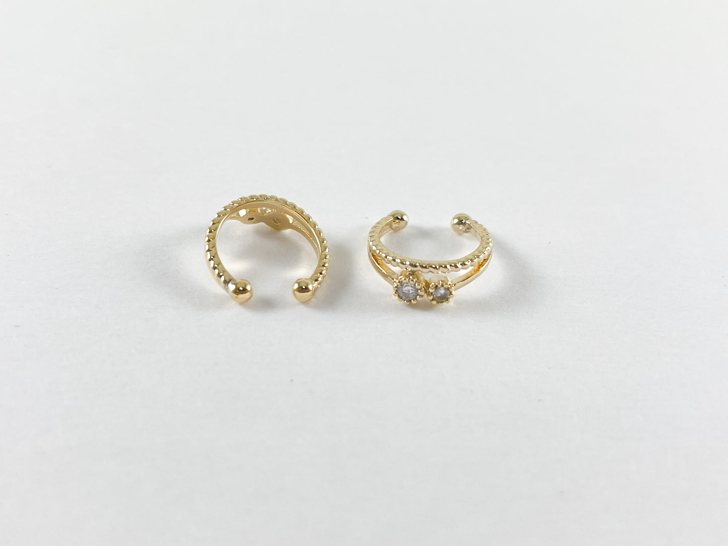 18K Gold Plated Copper Double Band Dainty CZ Pave Ear Cuffs (No Piercing!!) 8pcs