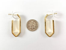 Load image into Gallery viewer, Two-tone Textured Hexagon Long Hoops Earrings in 18K gold plated Copper 3 pairs
