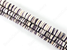 Cargar imagen en el visor de la galería, Natural púrpura blanco Wampum Shell Rondelle Heishi cuentas alrededor de 15-16&quot; 1 hebra
