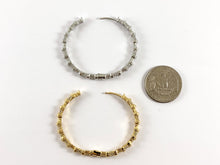 Load image into Gallery viewer, Real 18K Gold/Platinum Plated CZ Pave Circle Textured Hoop Earring Over Copper 2 pairs
