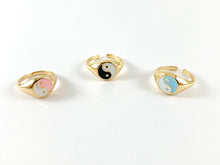 Cargar imagen en el visor de la galería, Real Gold 18K Plated Enamel Yin Yang Ring 4pc
