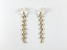 Load image into Gallery viewer, Real 18K Gold/Silver Plated CZ Pave Trendy Chevron ZigZag Earrings Over Copper 1 pair
